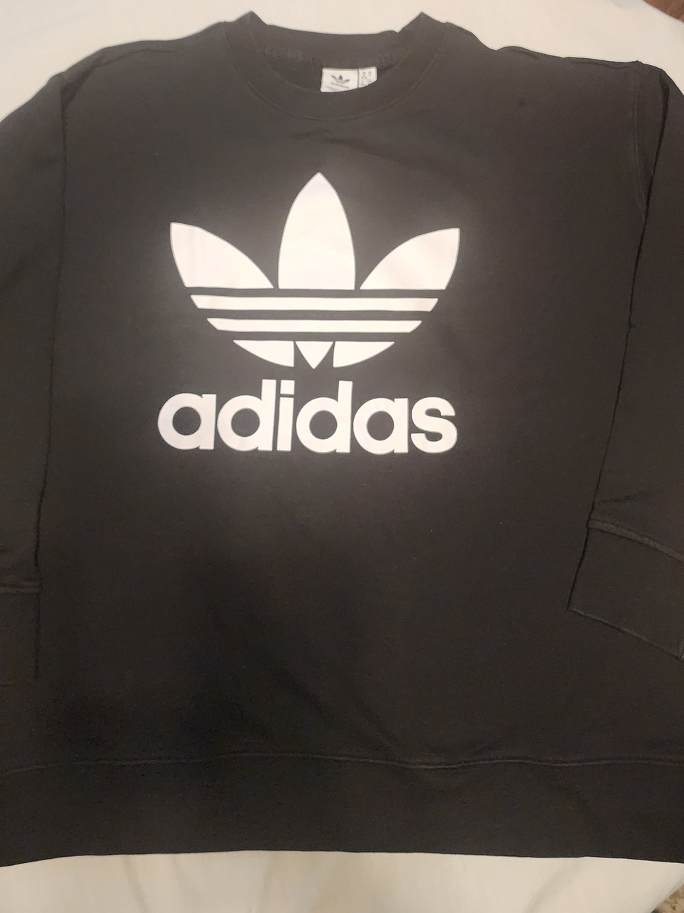Adidas Black Crewneck with White Trefoil Logo